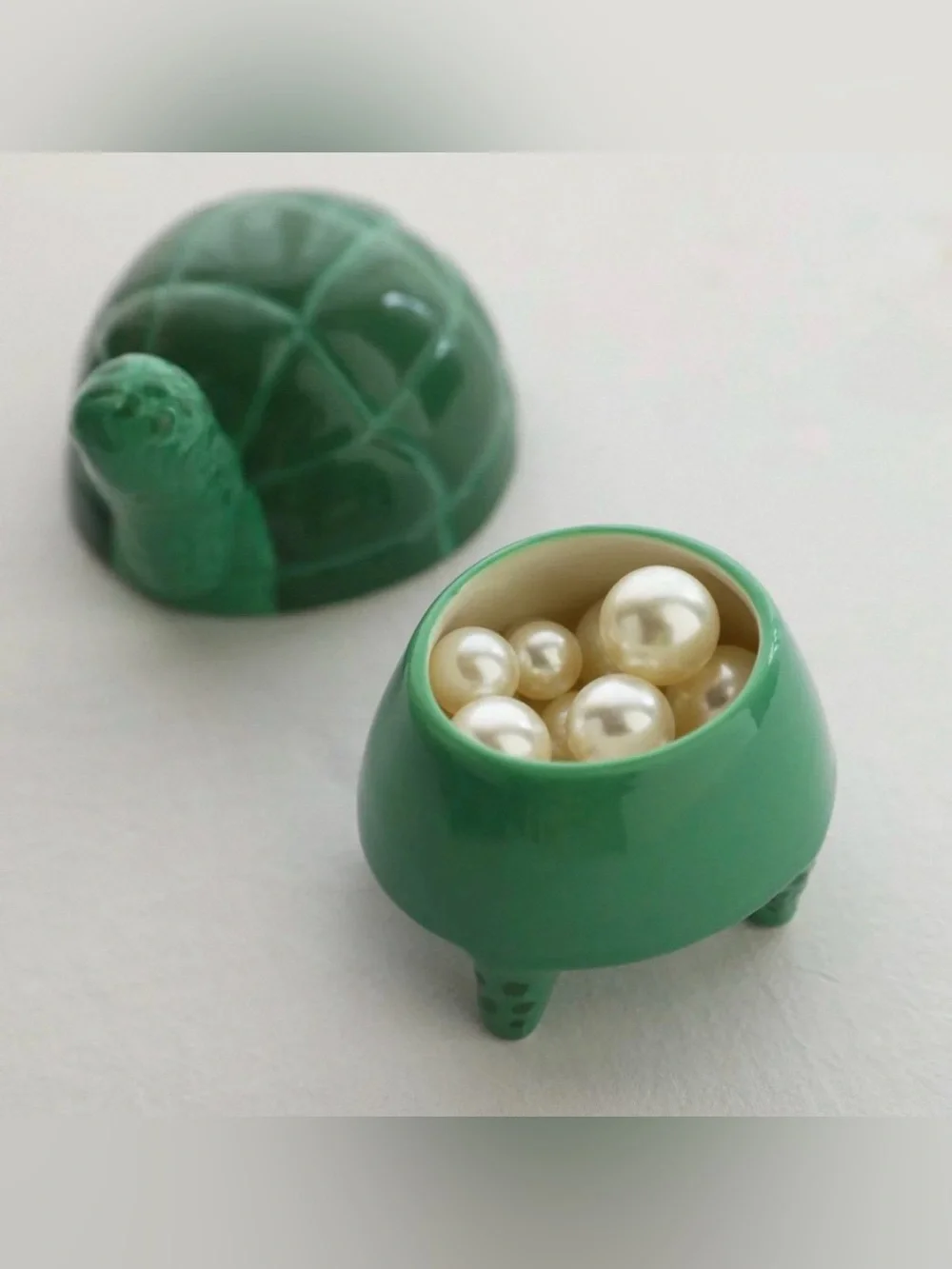 green ceramic turtles small organizer home decor